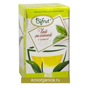 Чай зеленый с мятой, 20 пак. х 1,5 г (30 г), т. м. "Bifrut®"